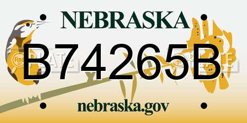 B74265B Nebraska License Plate