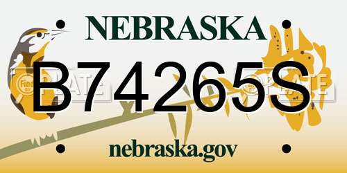 B74265S Nebraska License Plate
