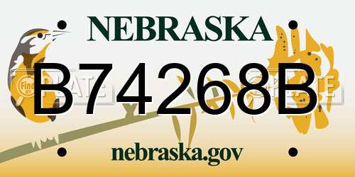 B74268B Nebraska License Plate