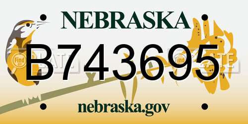 B743695 Nebraska License Plate
