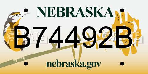 B74492B Nebraska License Plate