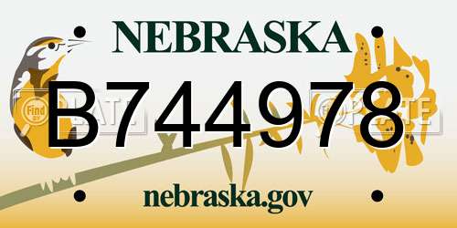 B744978 Nebraska License Plate
