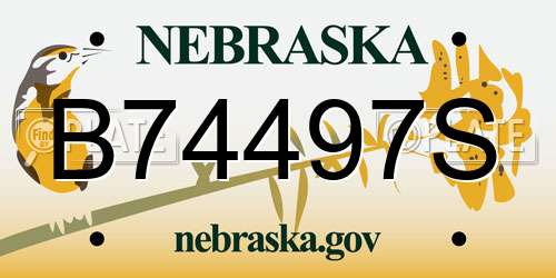 B74497S Nebraska License Plate