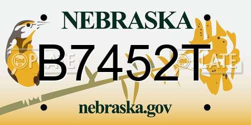 B7452T Nebraska License Plate