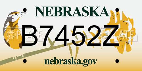 B7452Z Nebraska License Plate