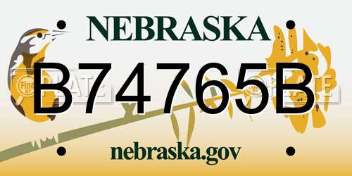 B74765B Nebraska License Plate
