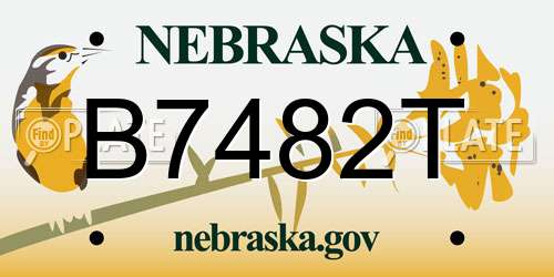 B7482T Nebraska License Plate