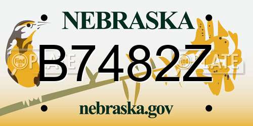 B7482Z Nebraska License Plate