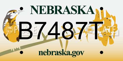 B7487T Nebraska License Plate