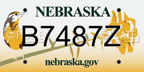 B7487Z Nebraska License Plate