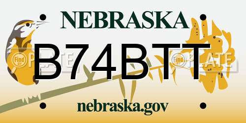B74BTT Nebraska License Plate