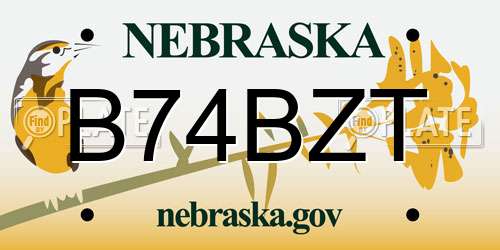 B74BZT Nebraska License Plate