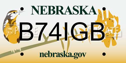 B74IGB Nebraska License Plate