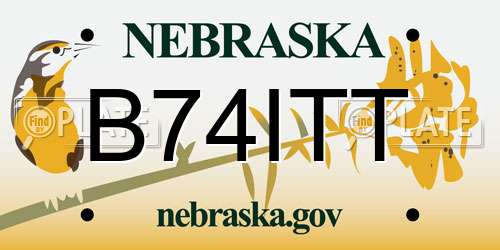 B74ITT Nebraska License Plate