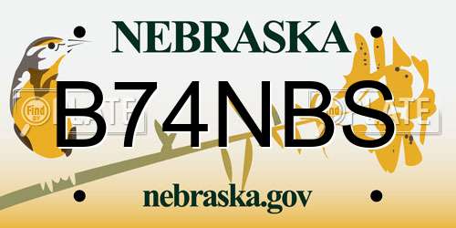 B74NBS Nebraska License Plate