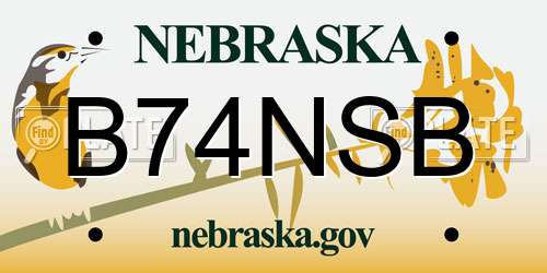 B74NSB Nebraska License Plate