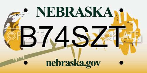 B74SZT Nebraska License Plate