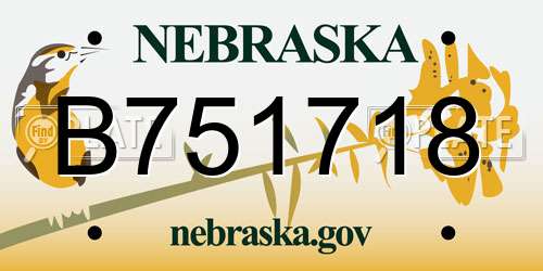 B751718 Nebraska License Plate