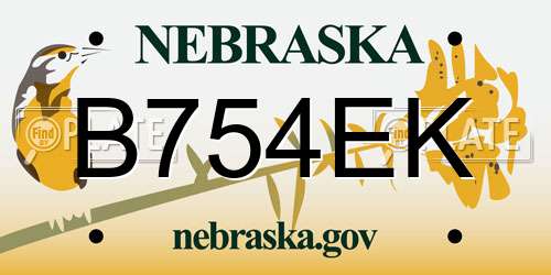 B754EK Nebraska License Plate