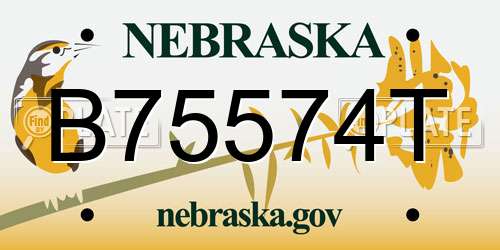 B75574T Nebraska License Plate