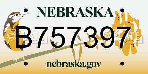 B757397 Nebraska License Plate