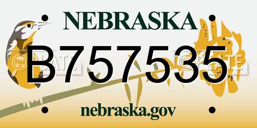 B757535 Nebraska License Plate
