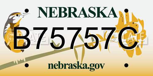 B75757C Nebraska License Plate