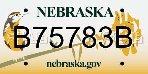 B75783B Nebraska License Plate