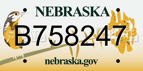 B758247 Nebraska License Plate