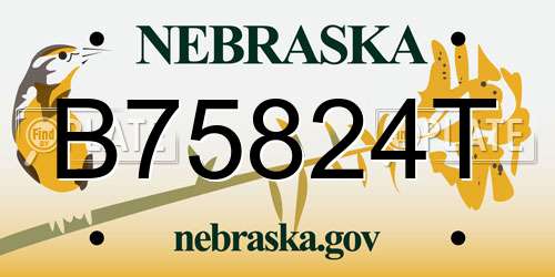 B75824T Nebraska License Plate