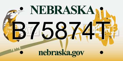 B75874T Nebraska License Plate