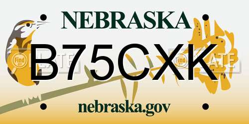 B75CXK Nebraska License Plate