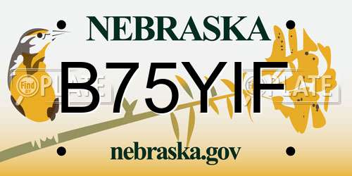 B75YIF Nebraska License Plate