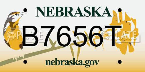 B7656T Nebraska License Plate