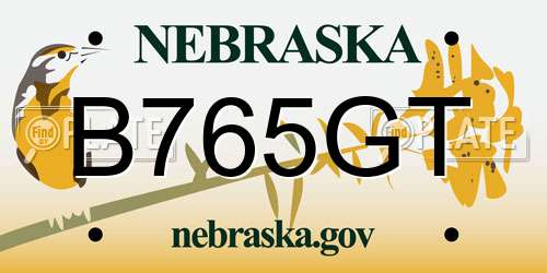 B765GT Nebraska License Plate
