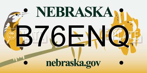 B76ENQ Nebraska License Plate