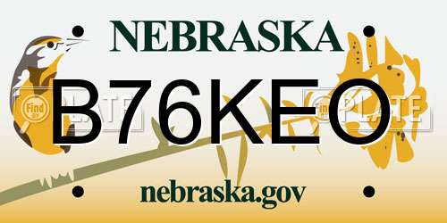 B76KEO Nebraska License Plate