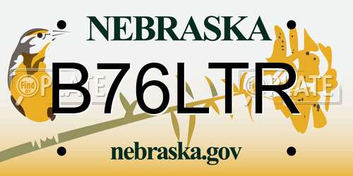 B76LTR Nebraska License Plate