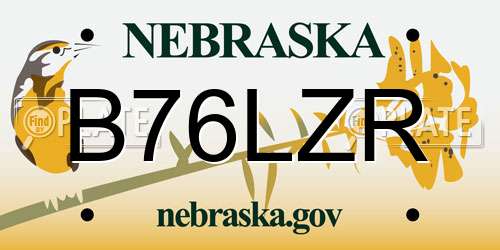 B76LZR Nebraska License Plate