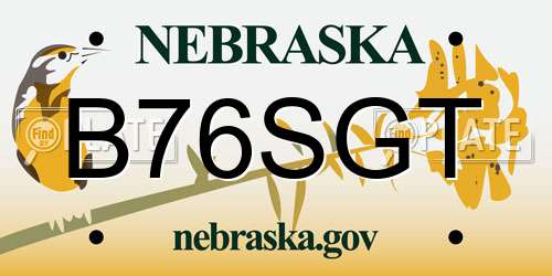 B76SGT Nebraska License Plate