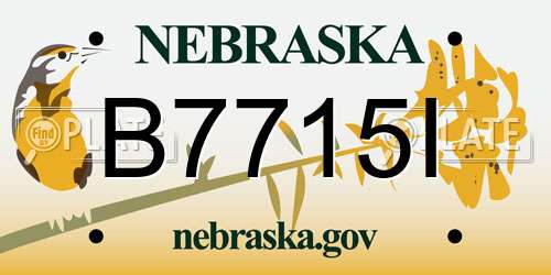 B7715I Nebraska License Plate