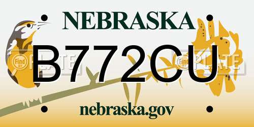 B772CU Nebraska License Plate