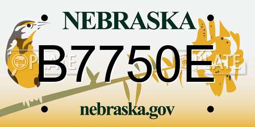 B7750E Nebraska License Plate