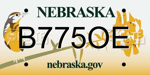 B775OE Nebraska License Plate