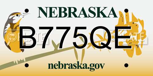 B775QE Nebraska License Plate
