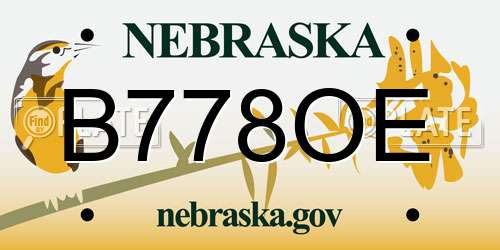 B778OE Nebraska License Plate