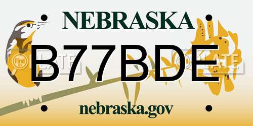 B77BDE Nebraska License Plate