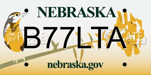 B77LTA Nebraska License Plate