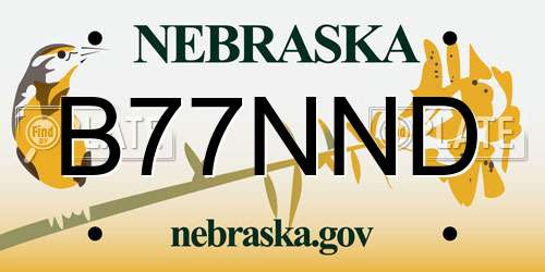 B77NND Nebraska License Plate