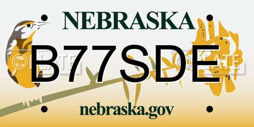 B77SDE Nebraska License Plate
